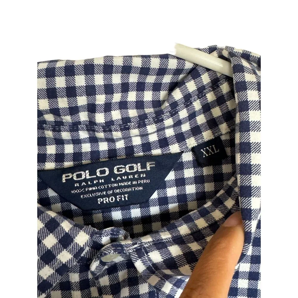 Ralph Lauren Polo Golf Pima Cotton Plaid Polo Shirt Logo Embroidery Men's 2X Pro